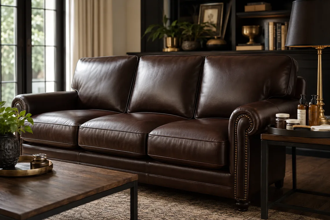 Restored leather sofa repair in Portland Oregon
